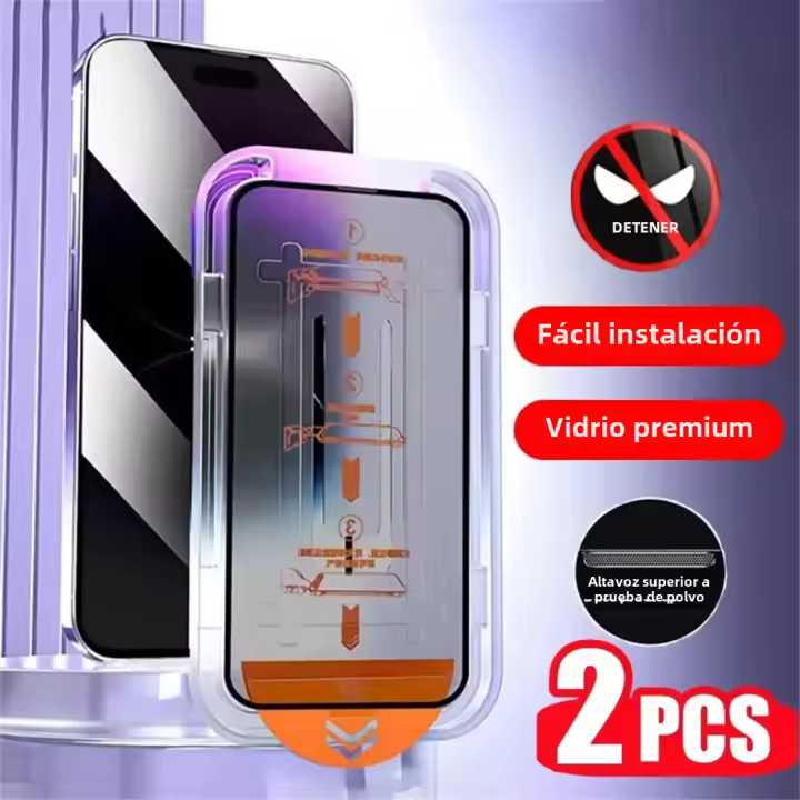 2Pcs Protector De Pantalla De Vidrio Templado Para iPhone 15 14 13 12 11 pro Max plus X Xr Xs Max 8K Anti-Privacidad Libre De Polvo Instalación Fácil - 1