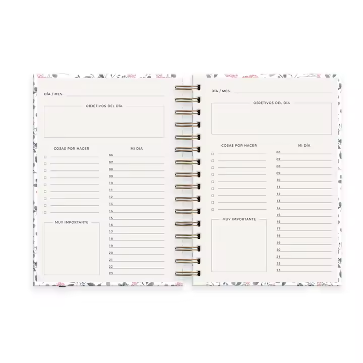 Agenda planificador sin fechas. Planificación semanal o diario. Diseño floral. - 1