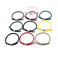 Pulsera De Hilo Simple Con Hebilla De Acero Inoxidable Amuleto Rojo Y Negro No Desvanecido Para Amigos Pulsera De Suerte - details 1