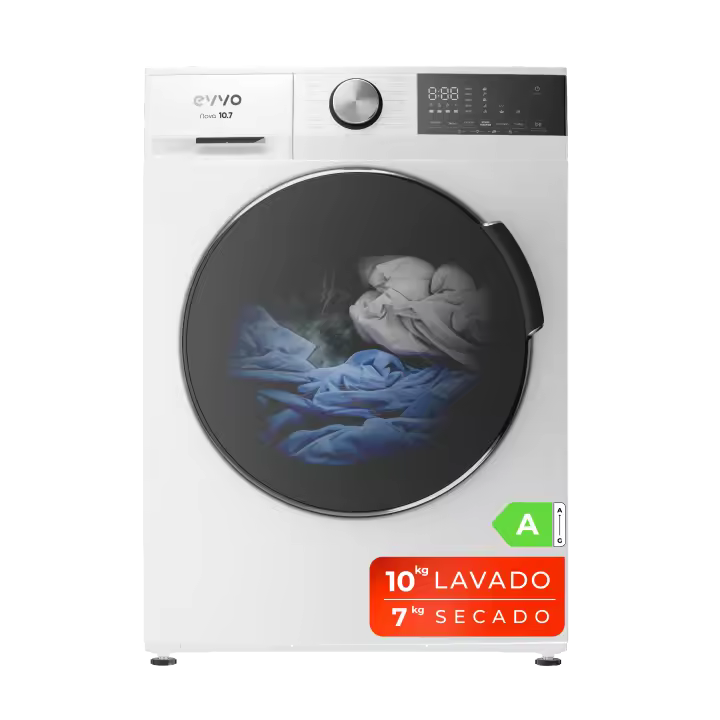 EVVO Lavadora secadora 10 kg + 7 kg carga frontal Nova 10/7, 1350 rpm, Clase A, Motor Inverter, , Lavado Rápido 15' - 1