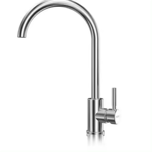 Grifo de fregadero de Cocina giratorio de 360 Grados, cepillado Redondo, Cuello de CISne - 1