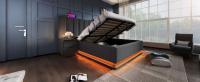 Cama Doble Moderna Inteligente | 160x200/180x200 | Con Almacenamiento + APP LED Controlable + Carga USB-C | Ecológico Lino Gris Anthracita | Somier Metálico | Sin Cogín - details 6