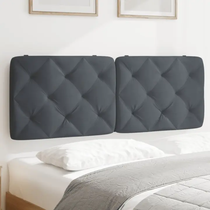Cabecero de cama acolchado terciopelo gris oscuro 120 cm - 1