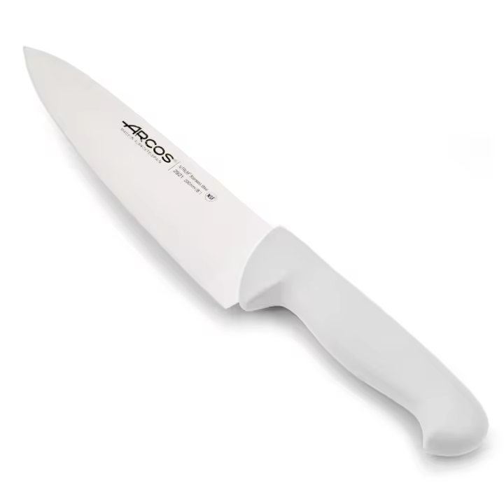 Arcos Cuchillo Chef con Hoja Acero Inoxidable Nitrum 200 mm. Cuchillo cocina profesional multiusos. Mango ergonómico polipropileno. Serie 2900. Color blanco. - 1