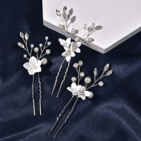 Peinado De Novia Con Three-piece U-shaped Pearl Flower Hairpin Accesorios De Moda Para Mujer Aleación De Aluminio Joyería De Boda - details 11