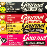 Fini Gourmet Regaliz Pack Completo  4 Sabores (Negro, Fresa, Negro relleno de Limón y Negro relleno de Cereza) [4x32 g] Sin Gluten Vegano - details 0