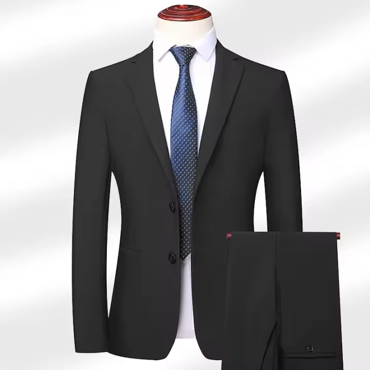 Traje De Novio Elegante Y Moderno Para Hombres Estilo Británico 2 Piezas Traje Slim Para Bodas Y Fiestas Con Chaqueta Y Pantalones - 1