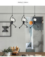 Lámpara Colgante LED Vintage De Hierro Pequeño Hombre Para Decoración De Hogar Dormitorio Infantil Comedor Mesa De Comedor - details 12
