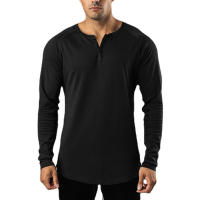 Camiseta De Manga Larga Para Hombre Estilo Hip Hop Casual Fitness Musculado Cuello V Ajustada Algodón Sport Gym - details 1