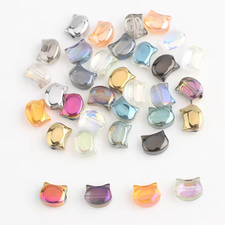 30pcs Lámparas De Cabeza De Gato De Vidrio De Colores Arcoíris 8x10MM Bohemia Para Manualidades Joyería DIY Pendientes - 1