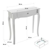 Versa Cagliari - Mueble Recibidor Estrecho con Cajón - 80 X 30 X 80 Cm - Madera - Color Blanco - details 0