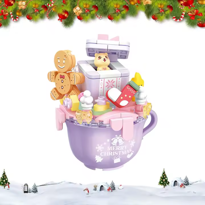 Juegos de construcción navideños, Bloques de juguete navideños, Paquete de regalo, Casa de jengibre, Bloques de construcción con luz LED, Ladrillo de construcción navideño Para 6+ Niños Adultos - 1