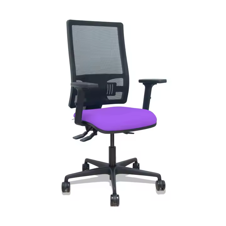 Silla Bormate asincro malla negra asiento bali lila brazos 2D ruedas 65mm - 1