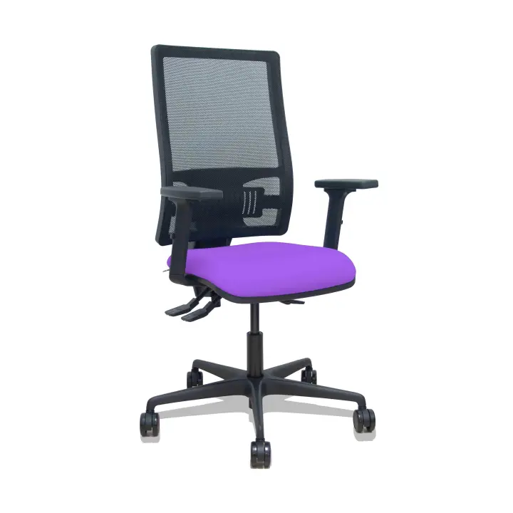 Silla Bormate asincro malla negra asiento bali lila brazos 2D ruedas 65mm - 1