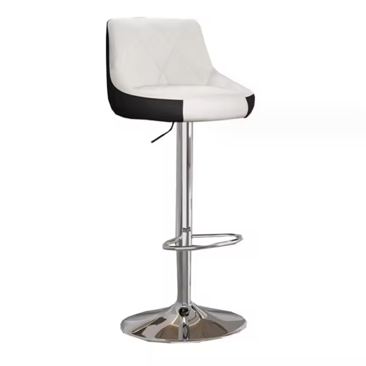 Silla giratoria de Bar alta ajustable, TABURETE asiento nórdico moderno, elevador de escritorio frontal con taburete alto, respaldo de moda, silla de Bar con patas de Metal de estilo nordic,sillas de comedor PU - 1