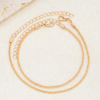 Anklet Doble Capa Para Mujeres Estilo Minimalista Ajustable En Oro Fashion Joyería Diaria Para El Verano Regalos 2024 Nuevo - details 2