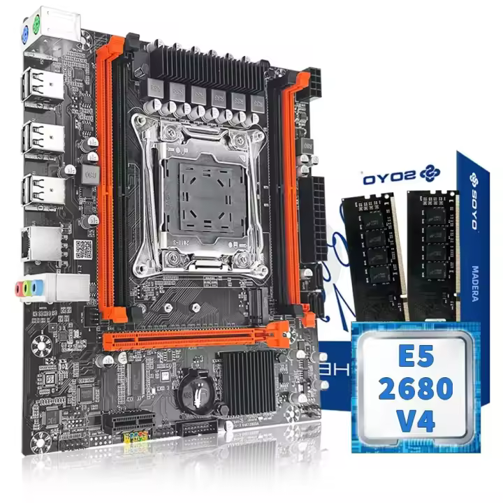 SOYO X99 Motherboard Kit Con Intel LGA2011-3 Xeon E5 2680 V4 Y RAM DDR4 16GB (2x8GB) 2133MHz Dual Channel M.2 NVME Para Computadora De Escritorio - 1