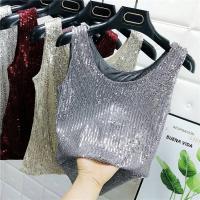 Chaleco De Noche Con Lentejuelas Para Mujer Estilo De Calle Blanca Brillante Poliéster Talla Regular Top De Verano 2022 - details 2