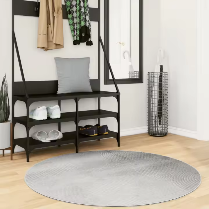 vidaXL Alfombra de pelo corto look escandinavo IZA gris Ø 120 cm - 1