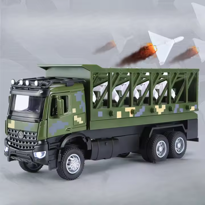 Coche De Juguete a Escala 1:36 Shahed-136 Metálico Con Luz Y Sonido 2 Puertas Abiertas Función De Retroceso Para Regalos - 1