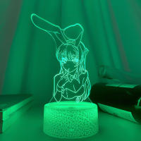Lámpara Nocturna LED 3D Ilusión ANIME BUNNY GIRL SENPAI MAI SAKURAJIMA KAWAII Cambio De Color Multi Para Regalo De Navidad - details 12
