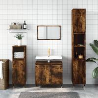 vidaXL Armario de baño madera de ingeniería envejecida 30x30x190 cm en color Madera antigua/Roble Sonoma/Gris hormigón y más | almacenamiento funcional diseño moderno para baño dormitorio sala - details 8