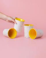 Breakfast Ceramic Cup 250ml / Plain White and Yellow CANELA- Alfar Tierra Cocida - details 2