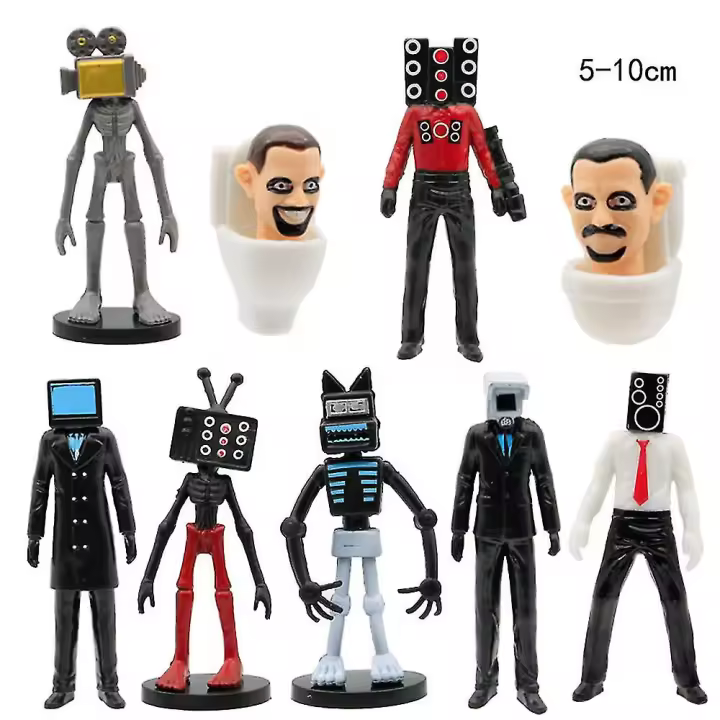 Juego de figuras de acción de inodoro Skibidi, divertido juego de baño, camarógrafo, orador, adornos para tartas, decoración del hogar, juguetes, regalos - 1
