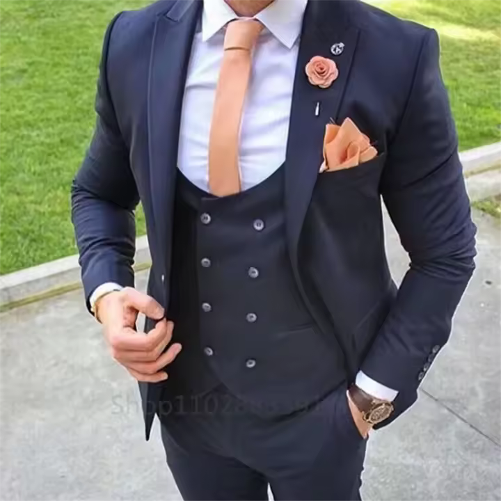 Traje De Boda Para Hombre 3 Piezas Conjunto Profesional De Vestido Slim Fit Con Chaleco Y Pantalones Traje De Novio Para Fiesta De Promoción - 1