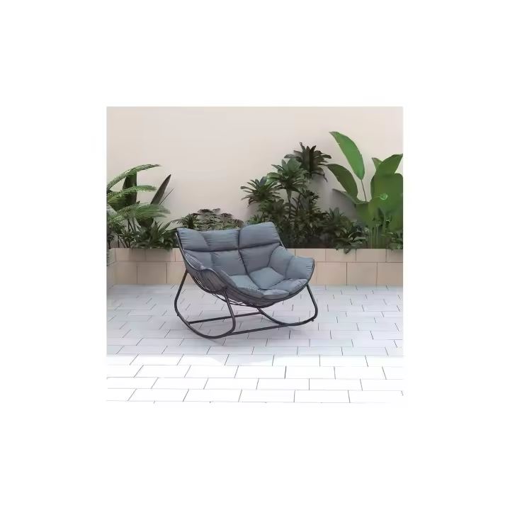 SILLON BALANCIN INDO ACERO GRIS Y COJIN POLIESTER  - DE SUINPLAS DECORACIONES - 1