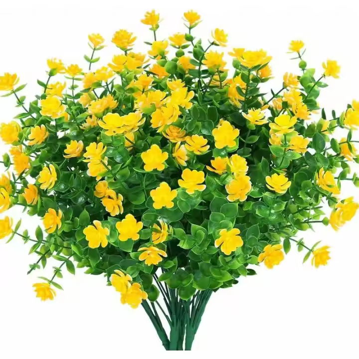 Flores Artificiales Falsas, Paquete De 4 Eucaliptos Artificiales Para Exteriores, Resistentes A Los Rayos Uv, Arbustos Verdes, Plantas Para Interior Y Exterior, Maceta Colgante Para Decoració - 1