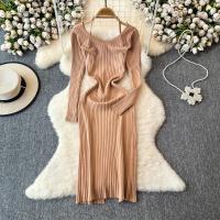 Vestido Largo De Mujer Con Cuello En V Y Manga Larga Blanco Elegante Con Cierre De Lazos Estilo Callejero Alta Moda Para Otoño Y Playa - details 26