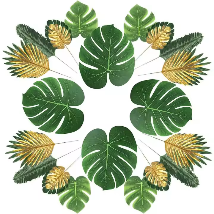 SOMY Plantas Artificiales 66 Piezas Palmera Artificial de 6 Hojas, Hojas Falsas, Tallos y Hojas, Simulación de Plantas Tropicales, Tema de Playa de la Selva Fiesta Hawa, Fiesta de Mesa, Decoraciones Falsas Plantas Artificiales - 1