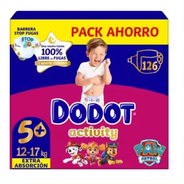 Pañales Dodot Box Activity Talla 5 (126 Uds) – Máxima Protección para Bebés Activos - 1