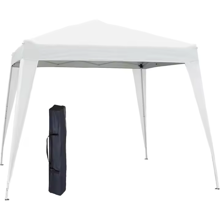 Carpa Plegable 2,4x2,4m Cenador de Jardín Impermeable Diseño Pop Up de Acero y Cubierta de Tela Oxford Gazebo para Exterior Blanco - 1