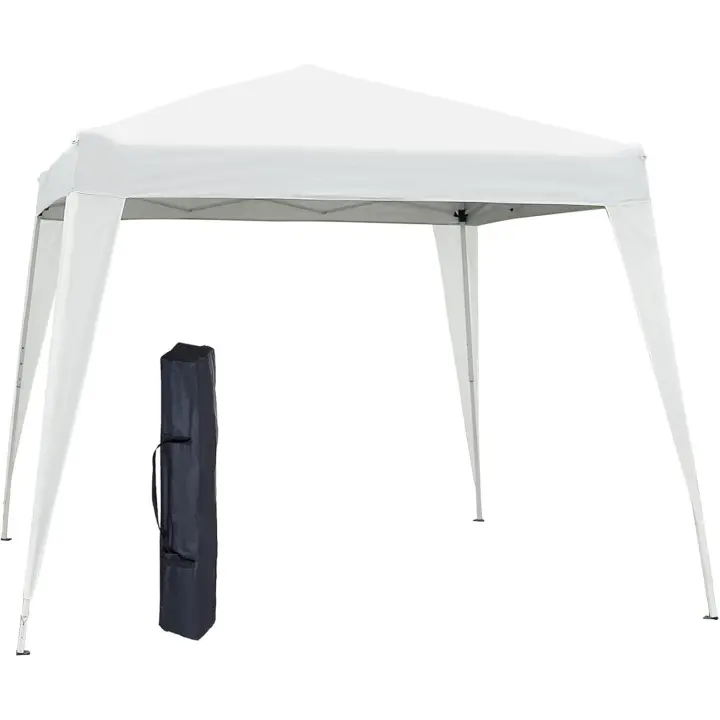 Carpa Plegable 2,4x2,4m Cenador de Jardín Impermeable Diseño Pop Up de Acero y Cubierta de Tela Oxford Gazebo para Exterior Blanco - 1