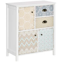 HOMCOM Cómoda con 2 Cajones Cómoda para Dormitorio Estilo Bohemio con 3 Compartimentos Diseño Anti-vuelco para Salón Pasillo 68x34x80 cm Blanco - details 0