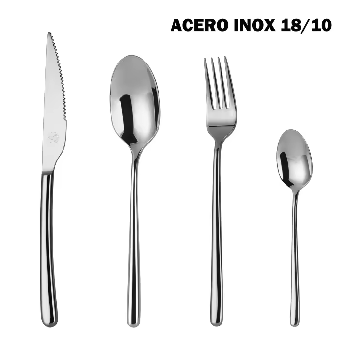 Mr.Spoon Serie Amor Juego 24 Piezas Cubiertos,Acero Inoxidable18/10,Alta calidad y acabado,Con cuchillo carne o mesa/Tenedor/Cuchara/Cucharilla,Aptos para lavavajillas,Cuberterías Diseño Modernas,Con bolsa de regalo,ideal para regalar. - 1