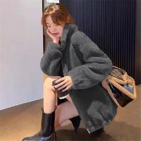 Abrigo De Coral Doble Para Mujer Invierno Cálido Suave De Plush Con Cuello Alto Y Cierre De Cremallera Outerwear Casual - details 10