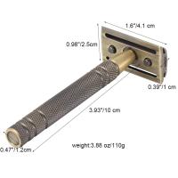 Afeitadora Clásica De Seguridad Para Hombres Con Cuchilla Intercambiable Estilo Latón Bronce Doble Faja Para Rostro Y Cuerpo - details 2