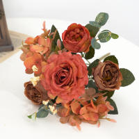 Bouquet De Flores Artificiales Con Hydrangea Y Peonías Sintéticas Para Decoración De Hogar Y Bodas Centros De Mesa Falsas - details 7