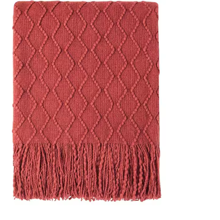 Manta decorativa tejida con textura sólida y suave para sofá - 1