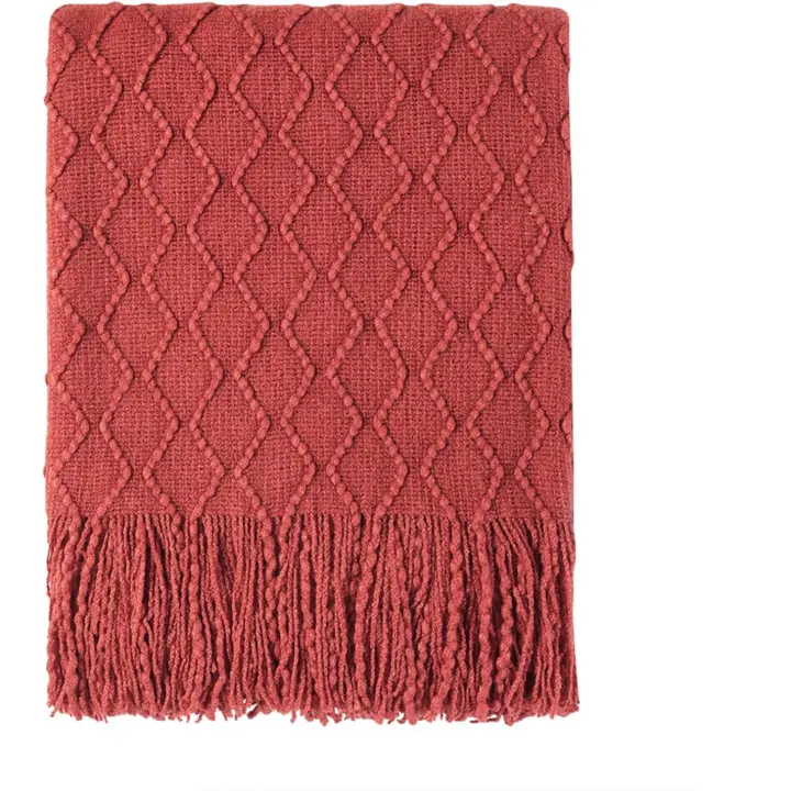 Manta decorativa tejida con textura sólida y suave para sofá - 1