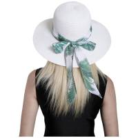 Kebedo Moda Sombrero de Paja para Mujer, De ala Ancha Sombrero de playa con Banda Floral, Cinta decorativa, Transpirable, Ligero, Elegante y cómodo Grande, Pamela de Verano, Viaje, Piscina, para el Sol, Talla Única Ajustable 56-57cm - details 1