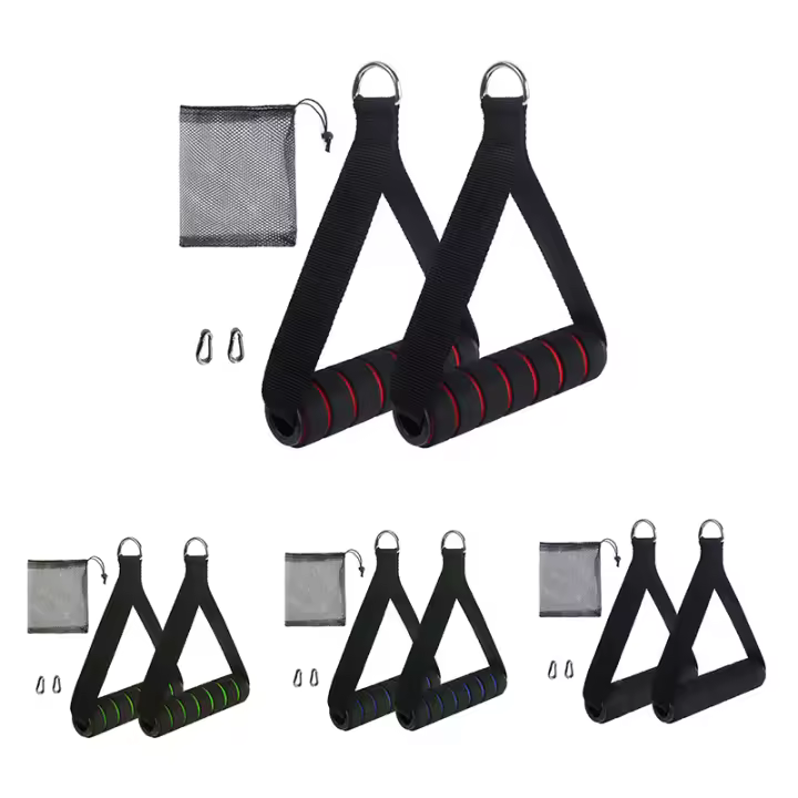 Manijas De Gimnasio Con Anillo D-Ring De Metal Para Ejercicios De Agarre Resistencia Bandas De Enfriamiento Accesorios De Fitness Para Máquina De Cables En Casa - 1