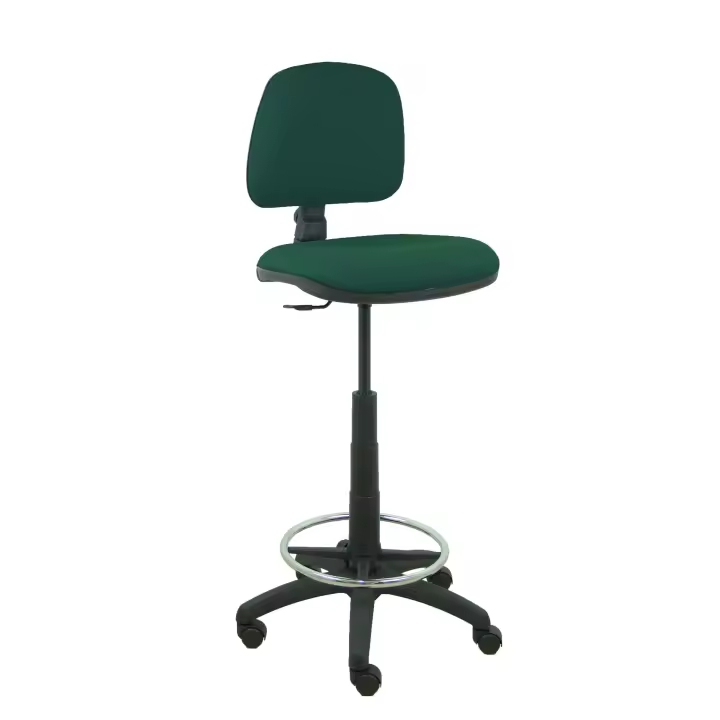 Piqueras Y Crespo Taburete Isso Bali Verde Botella Ergonómico Regulable Con Respaldo Y Aro Reposapiés Cromado - 1