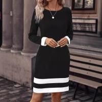 Nueva Camiseta De Punto Con Cuello Polka Para Otoño E Invierno Con Cintura Ajustada Y Manga Larga Para Mujer Vestido Slim De Pierna Larga - details 0