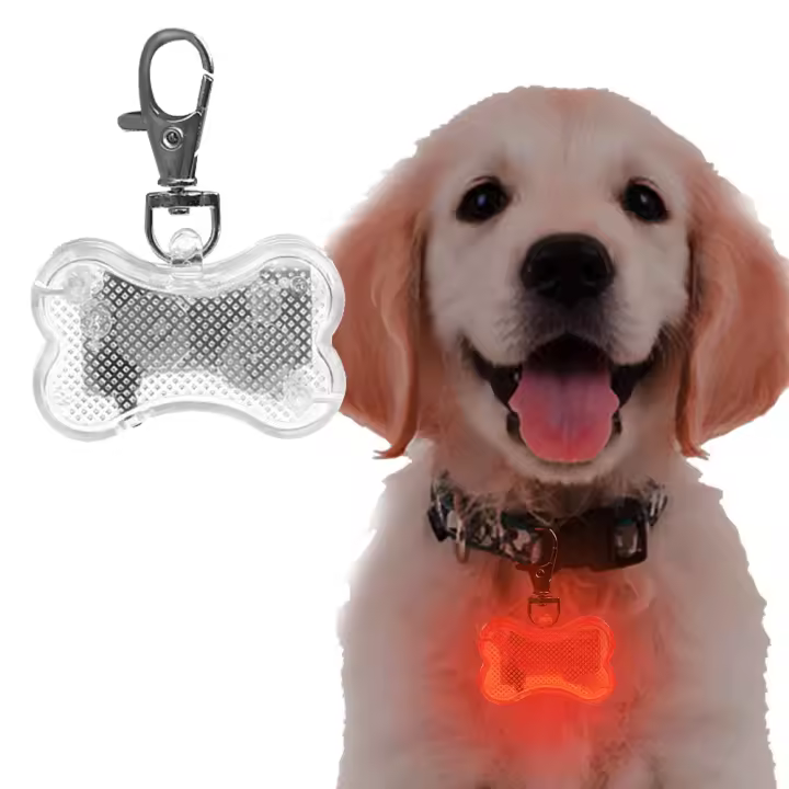 Colgante luminoso LED para perro mascota gato hueso con iluminación para collar paseos nocturnos - 1