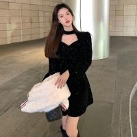 Vestido De Mujer Para Otoño Y Invierno Con Cintura Alta Y Cuello Navideño Vestido De Pierna Larga Y Manga Larga De Poliéster - details 12