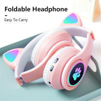 Auriculares Bluetooth Con Orejas De Gato Lindo LED Flash Stereo Plegables Inalámbricos Con Micrófo TF FM Para Niñas Regalos De Niños - details 8